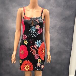 Floral Black Dress - beach cover up